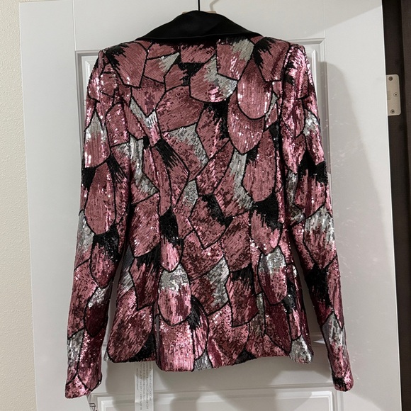 NEW Zhivago Mallwolf Blazer Jacket in Blush Pink Silver Black Sequins 6 Medium - Picture 9 of 9